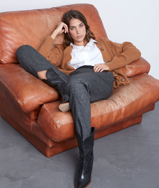 Picture of DRICE CHARCOAL-GREY FLANNEL LOOSE-FITTING TROUSERS